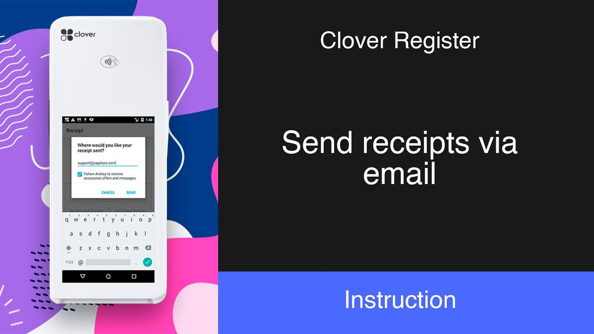 Clover Register Send receipts via email PayPlaxe