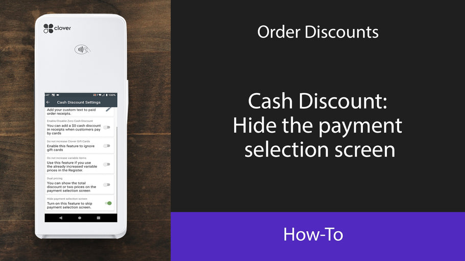 Cash Discount: Hide the payment selection screen