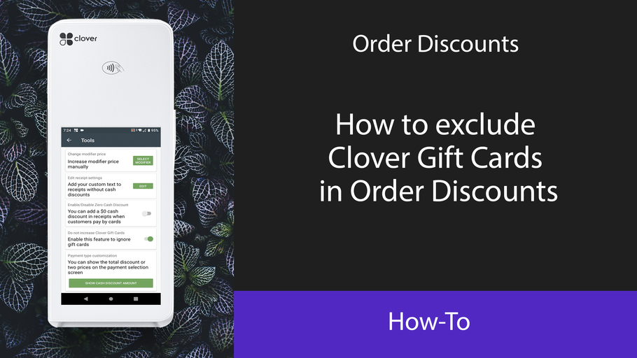 How to exclude Clover Gift Cards in Order Discounts
