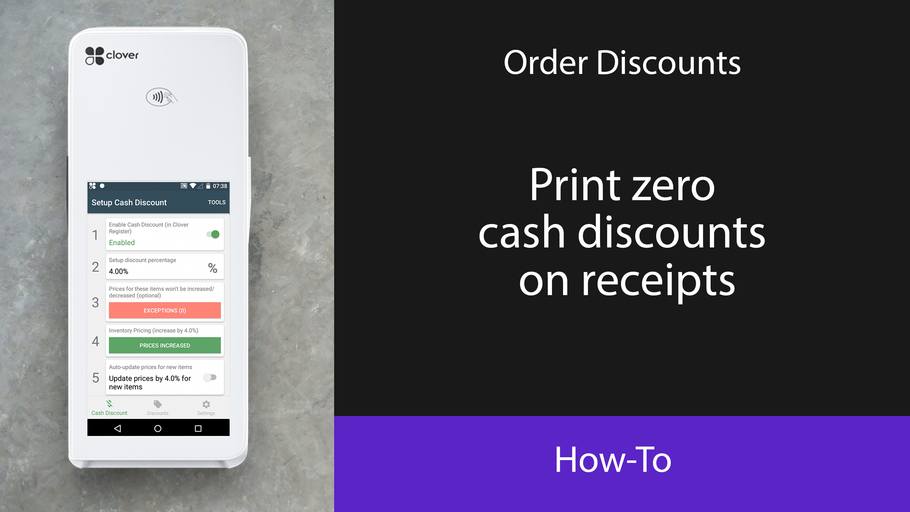 Order Discounts: Print zero cash discounts on receipts