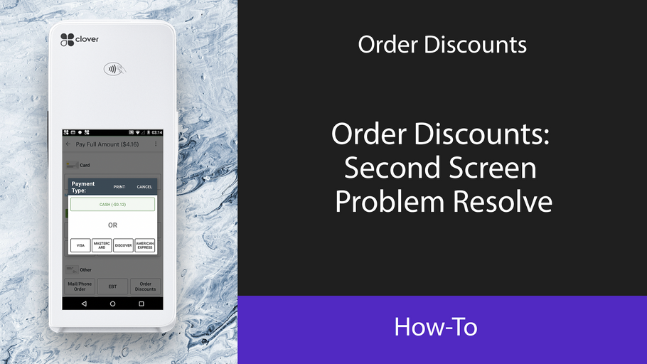 Order Discounts: Second Screen Problem Resolve