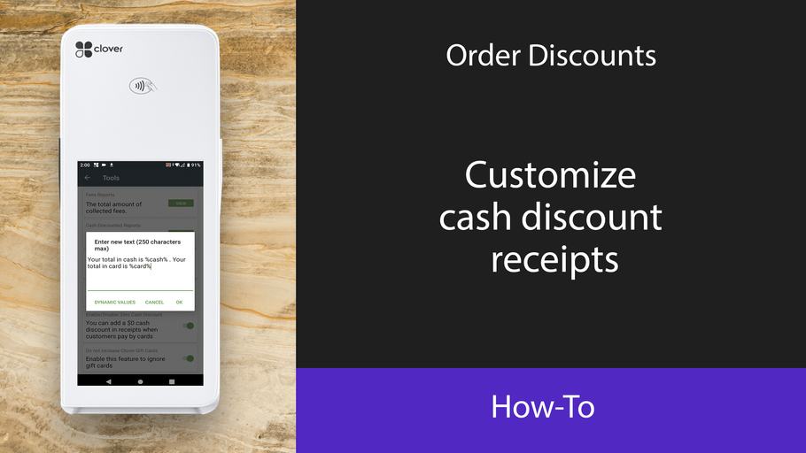 Order Discounts: Customize cash discount receipts