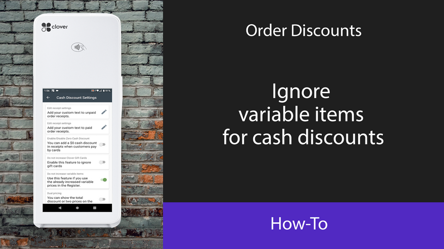 Order Discounts: Ignore variable items for cash discounts