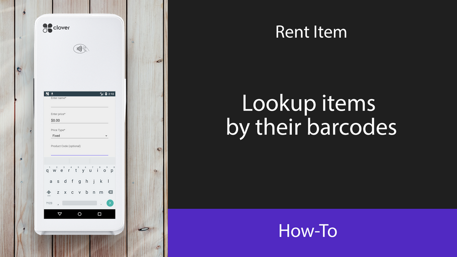 Rent Item: Look up items by their barcodes