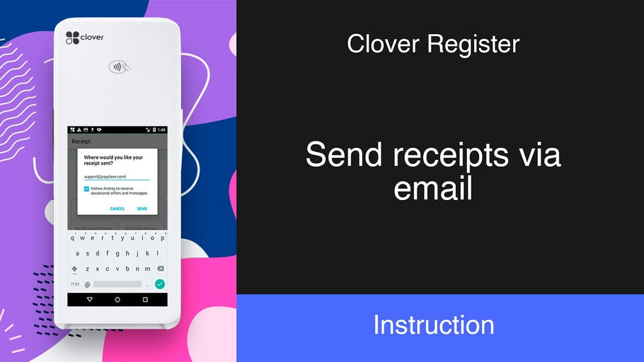 Clover Register: Send receipts via email