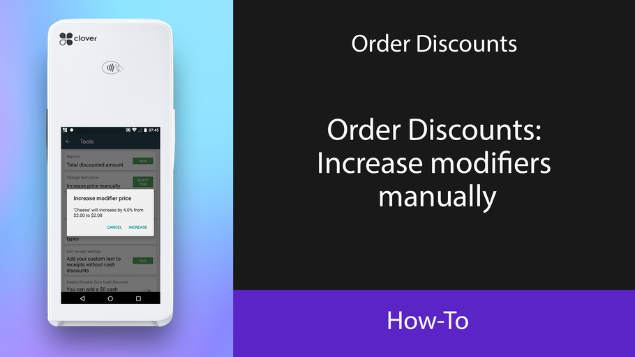Order Discounts: Increase modifiers manually
